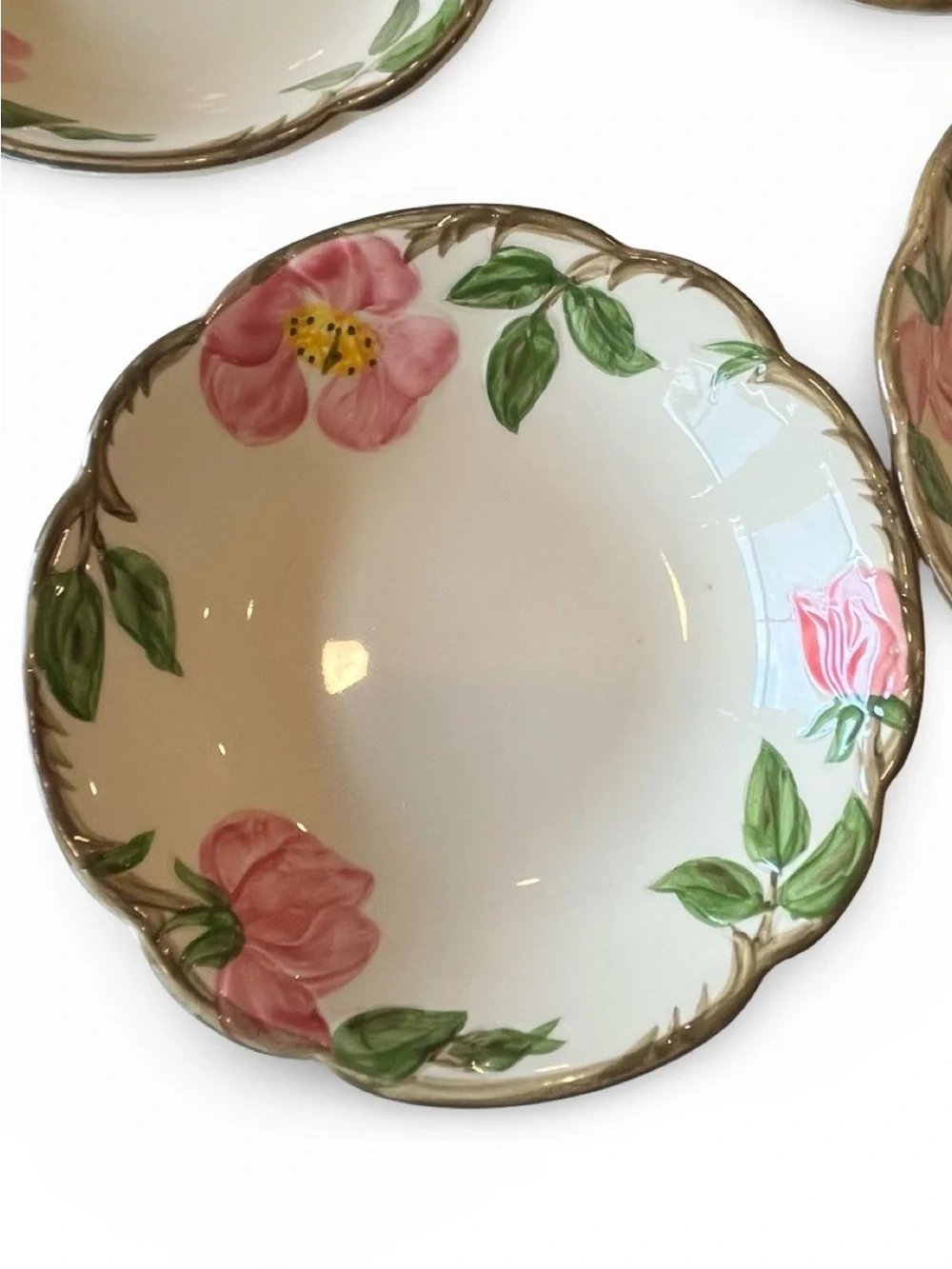 VTG Franciscan Desert Rose Fruit Bowls Set of 8 Hand Painted Ceramic USA